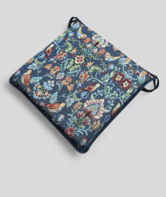 Blue denim tapestry square seat pads