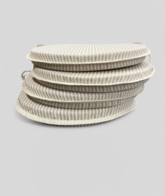 White striped extra thick round bistro seat pads
