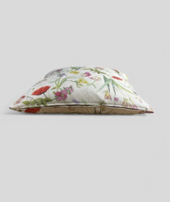 Square cushions with multi-coloured flowers