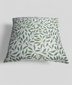 Modern square cushions with a green leaf print