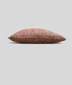 Red patterned sofa cushions