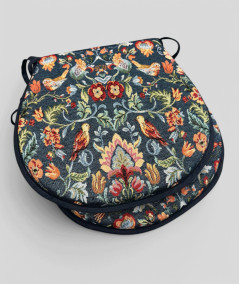 Dark blue D shaped tapestry seat pads