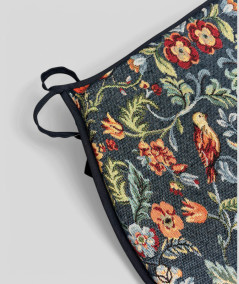 Dark blue D shaped tapestry chair pads