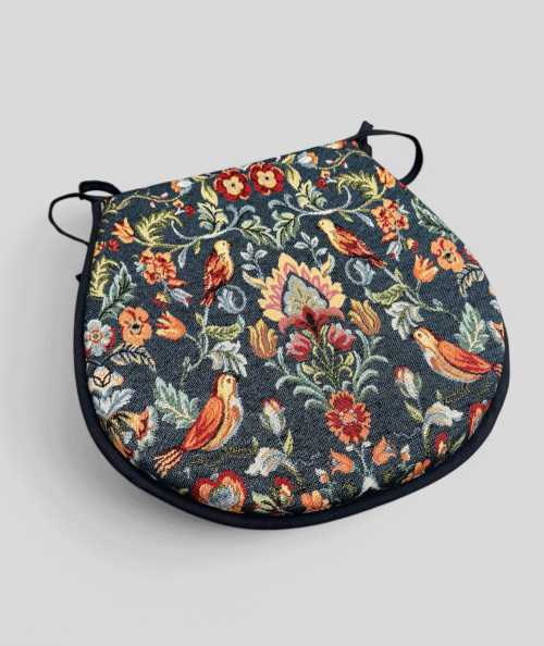 Dark blue D shaped tapestry seat cushions