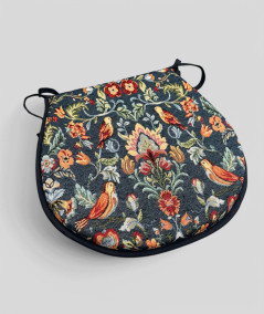 Dark blue D shaped tapestry seat cushions