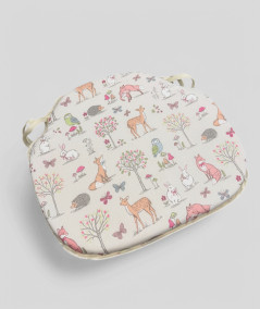 Extra thick spindle seat cushions with a woodland animal print