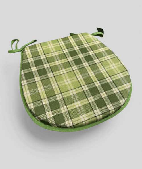 Highland Checked Green Tartan D Shaped Chair Pads