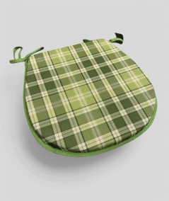 Highland Checked Green Tartan D Shaped Chair Pads