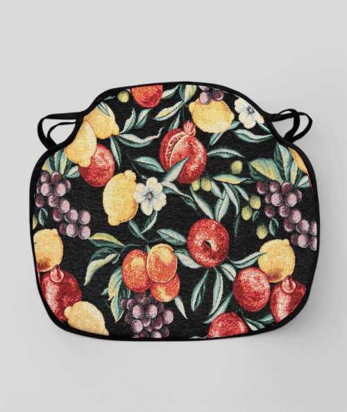 Black Fruits Tapestry Spindle Seat Pads