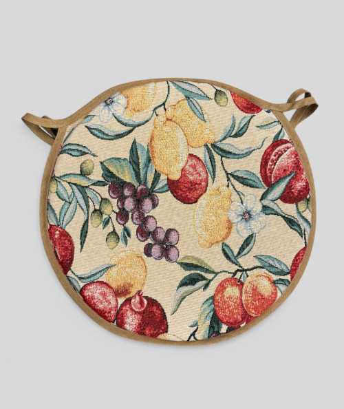 Multicoloured round bistro tapestry seat cushions