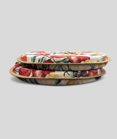 Multicoloured round bistro tapestry seat pads