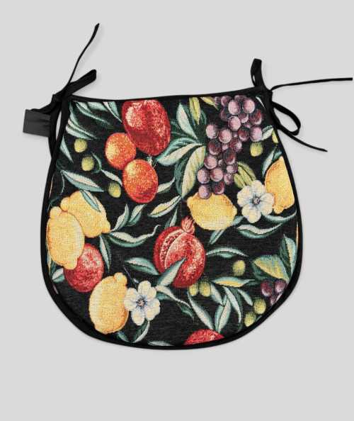 Black Fruits Tapestry Classic D Shaped Seat Pads