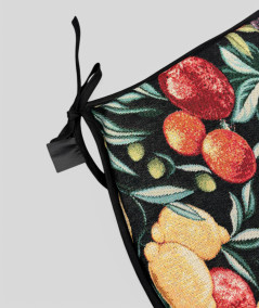 Black Fruits Tapestry Classic D Shaped Seat Cushions