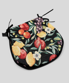Black Fruits Tapestry Classic D Shaped Chair Cushions