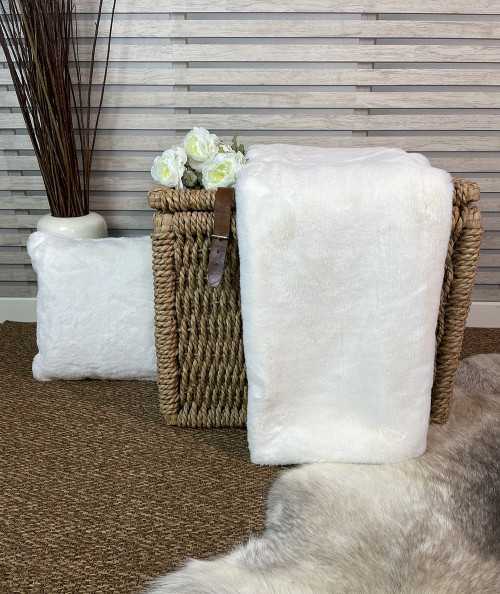 Luxury off white faux fur sofa throw
