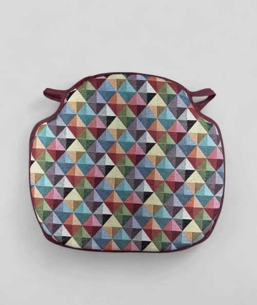Multicoloured geometric spindle shaped seat pads