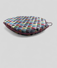 Multicoloured geometric spindle shaped chair pads