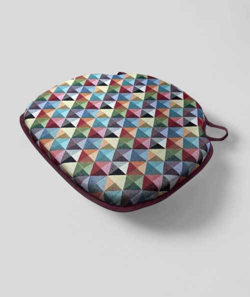 Extra thick, non-slip multicoloured geometric spindle shaped seat pads