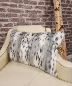 Grey and white animal print striped faux fur rectangular cushion covers