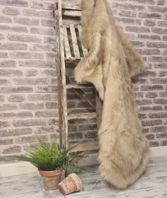 Luxury long-haired plain beige, extra large faux fur throw