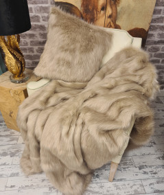 Luxury long-haired plain beige faux fur throws