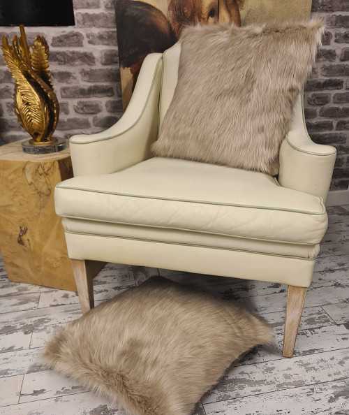 Plain beige faux fur pillows