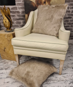 Plain beige faux fur pillows
