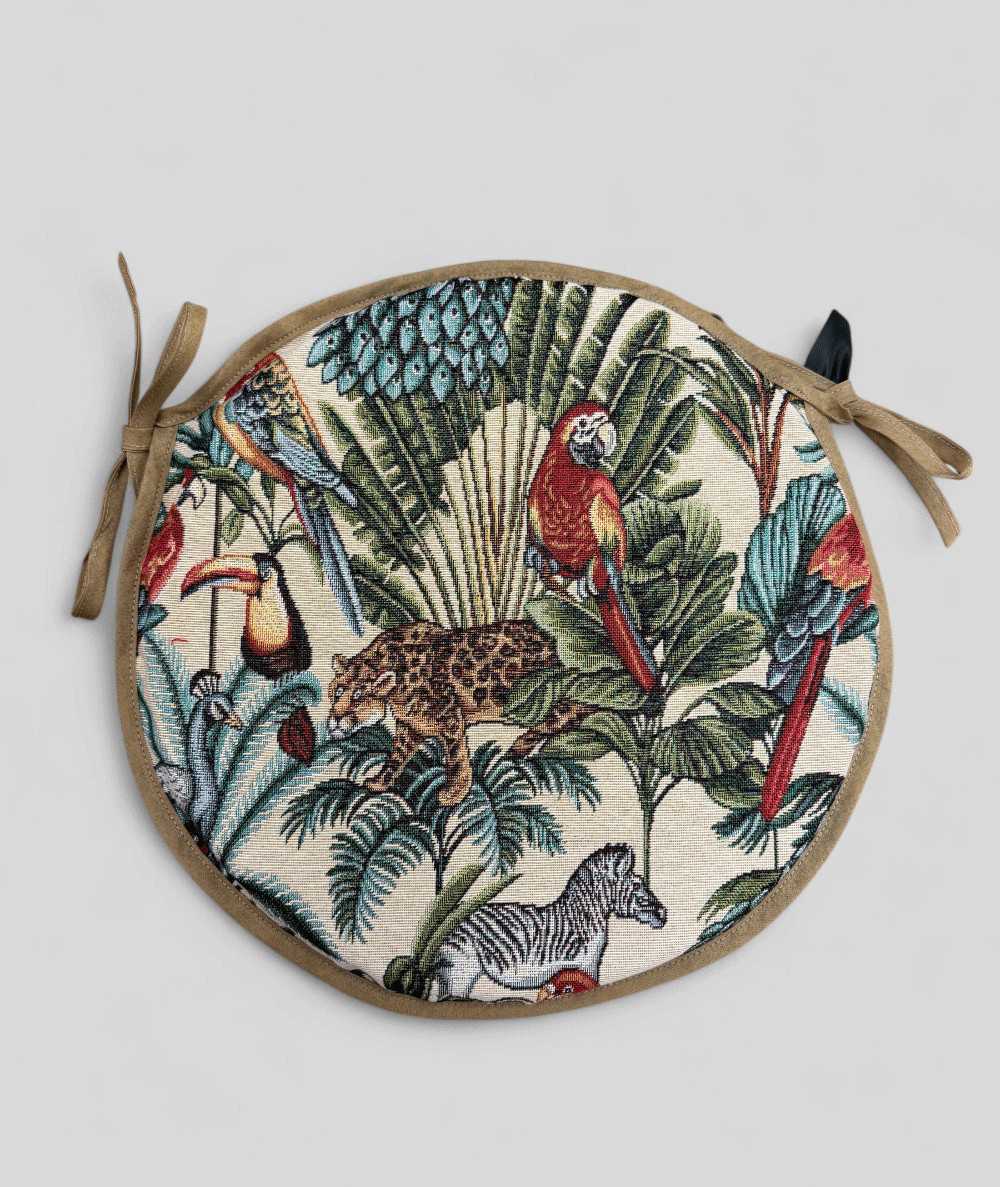 Round Bistro Natural Rainforest Tapestry Seat Pads