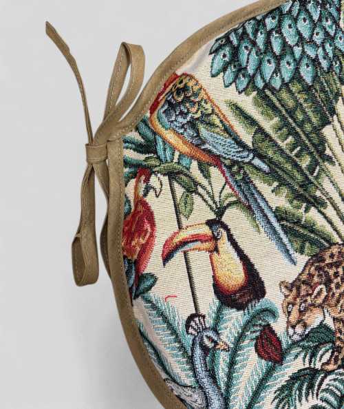 Round Bistro Natural Rainforest Tapestry Seat Cushions