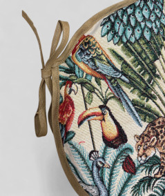 Round Bistro Natural Rainforest Tapestry Seat Cushions