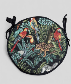 Circular multi-coloured non-slip, tapestry seat pads