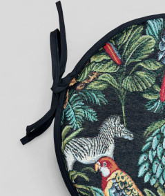Circular multi-coloured non-slip, tapestry seat cushions