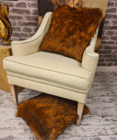 Brown fake fur square cushions