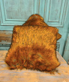Brown fake fur square cushion covers