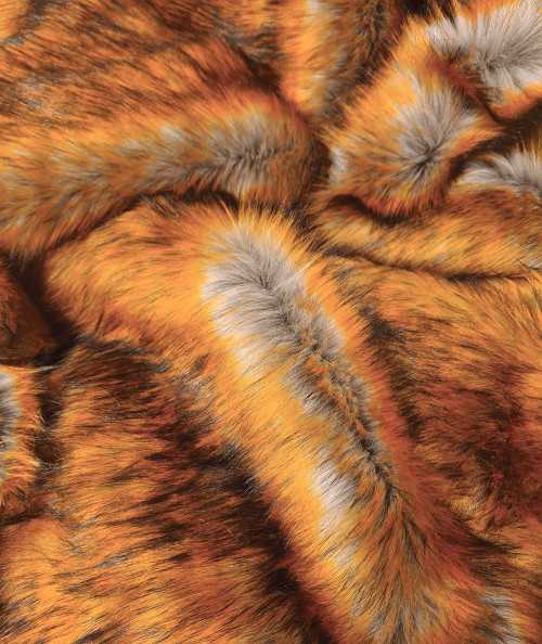 Close up image of the ginger brown faux fur