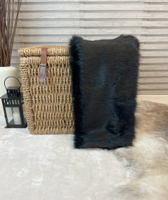 Plain Black Faux Fur Bed Runner