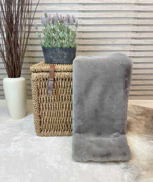 Taupe fur throw with ivory lining