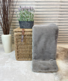 Taupe fur throw with ivory lining