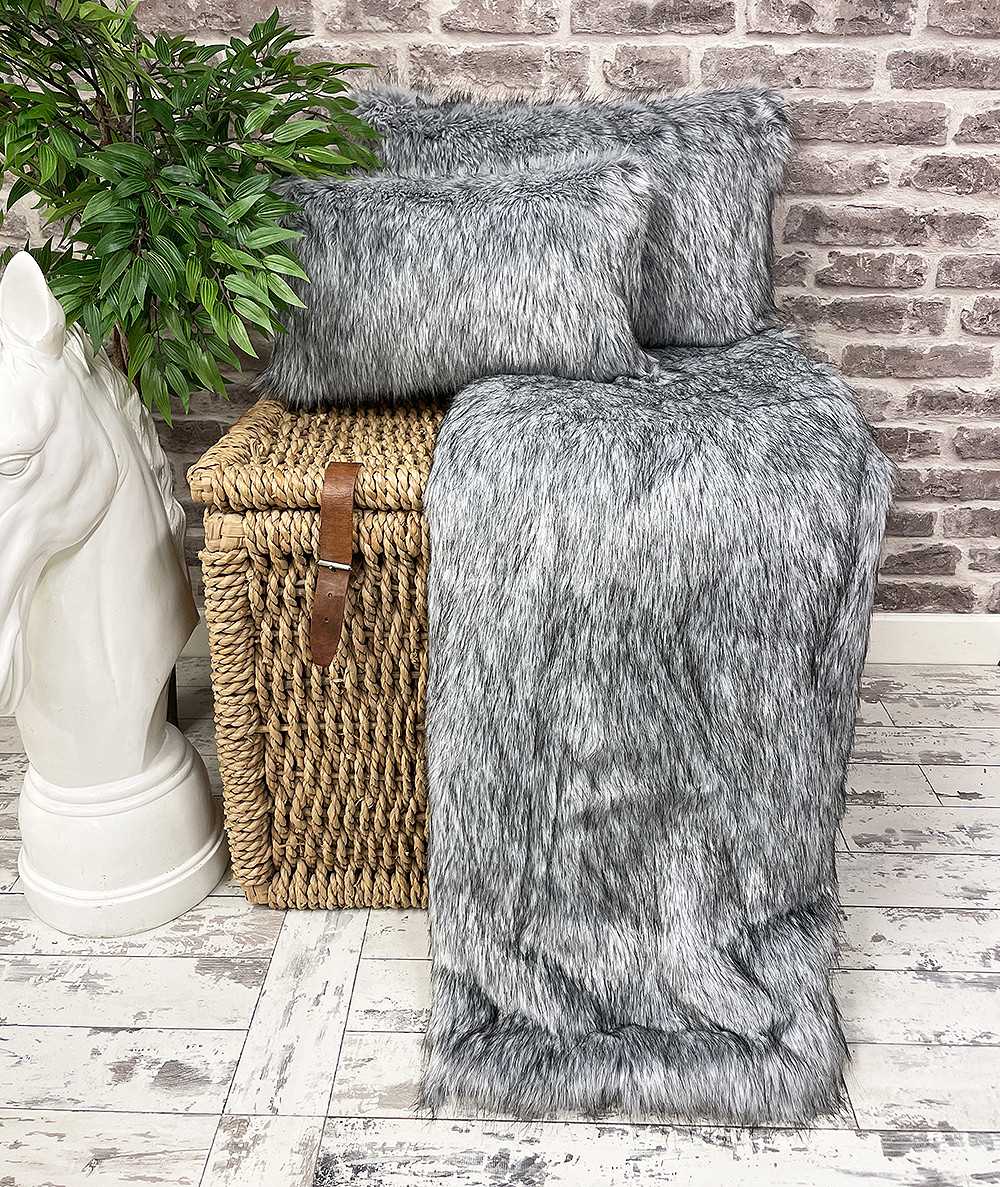 Grey Squirrel Faux Fur Bed Runner Grey Squirrel Faux Fur Bed Runner