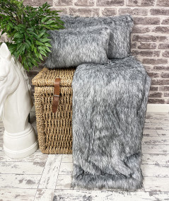 Grey Squirrel Faux Fur Bed Runner