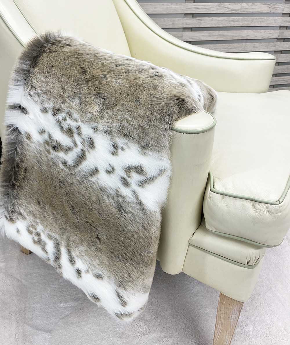 Beige Lynx Faux Fur Bed Runner