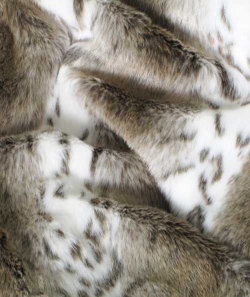 Striped Beige Lynx Faux Fur Bed Runner