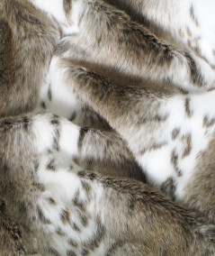 Striped Beige Lynx Faux Fur Bed Runner