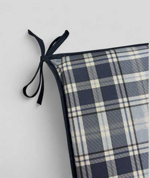 Blue checked square shaped seat pads