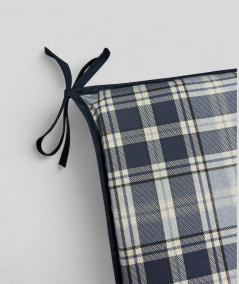 Blue checked square shaped seat pads