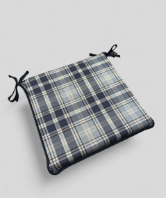 Blue checked square shaped chair pads