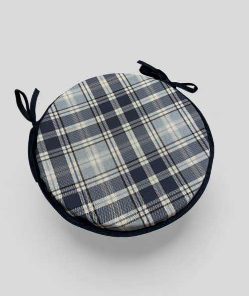 Blue Checked Circular Seat Pads