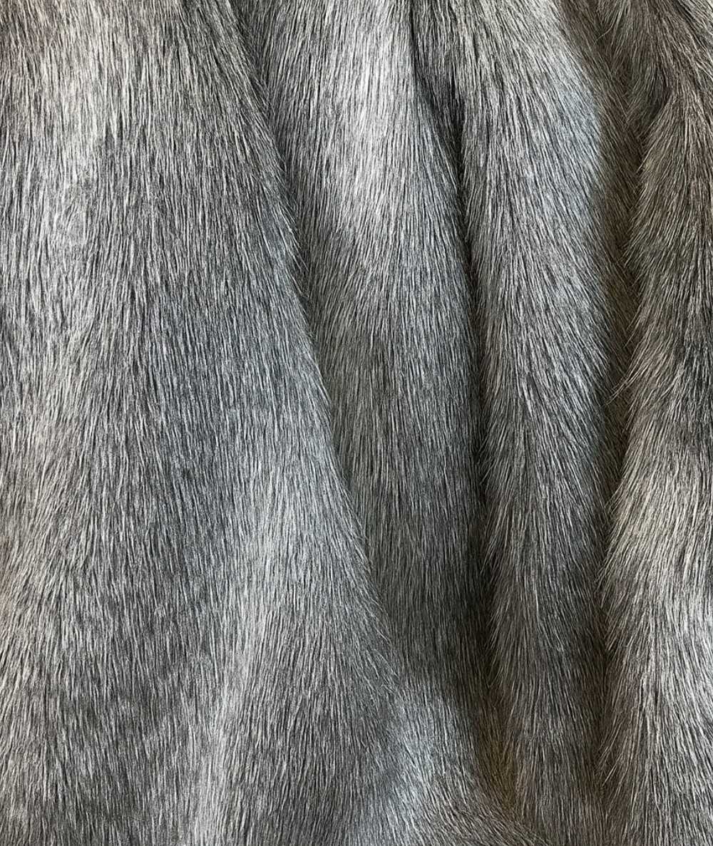 Grey striped faux fur fabric