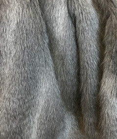 Grey striped faux fur fabric