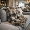 Grey Wolf Faux Fur Throw | Large Wolf Fur Throw | Sofa Throws